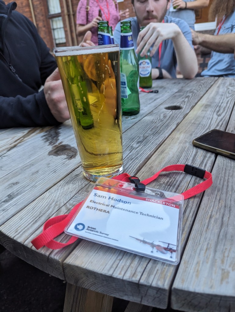 A beer and my new lanyard i received at pre deployment training for the British Antarctic Survey 